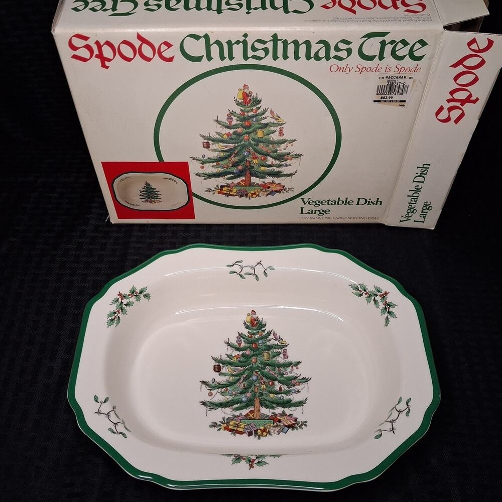 Spode Christmas Tree Vegetable Dish Large New With Original Box